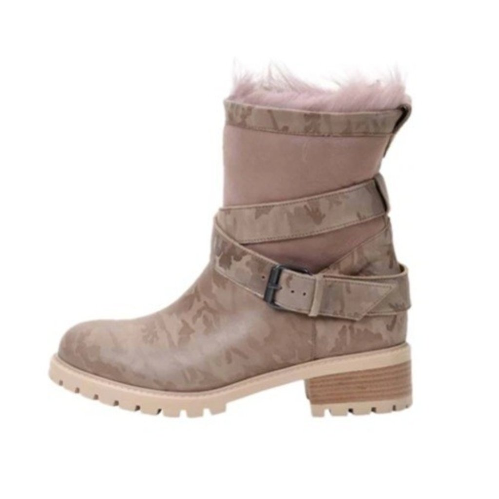 Ross & Snow Emilina Fur Lined Harness Biker Boot, Blush Camo, Women's 9.5